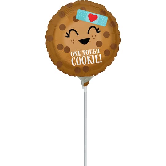 9" One Tough Cookie Foil Stick Balloon